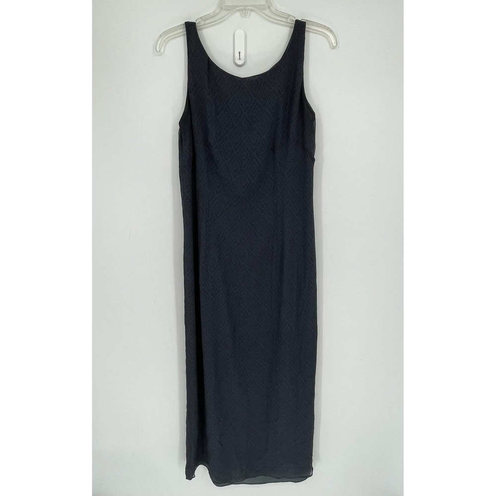 Banana Republic Women's Y2K Gray Silk Geometric Sleeveless Maxi Dress Size 10